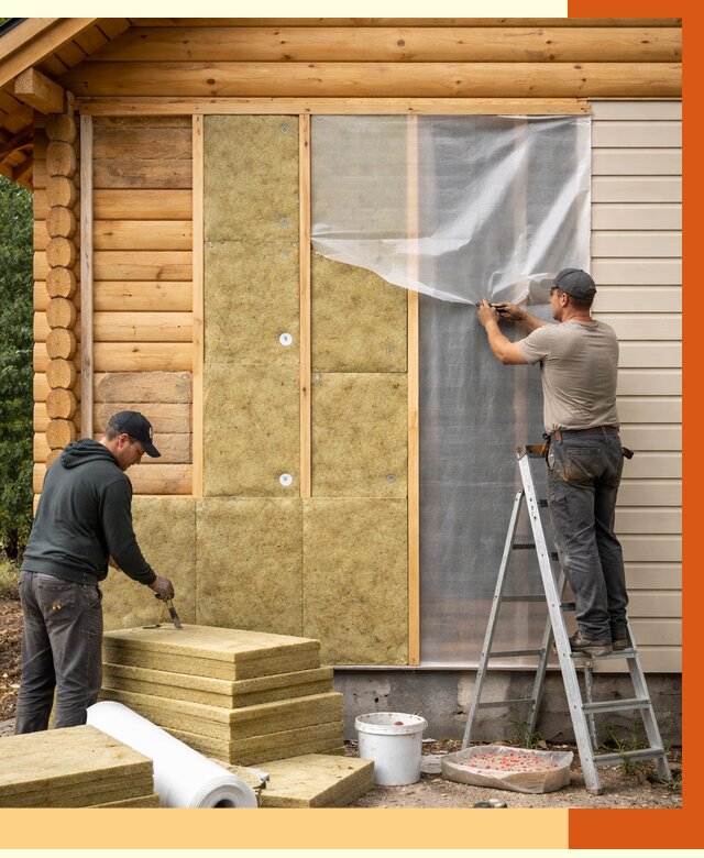 Утепление дома из бруса в Лениногорске от 3870 руб./м2 — работы под ключ | ТепломастерЛнр