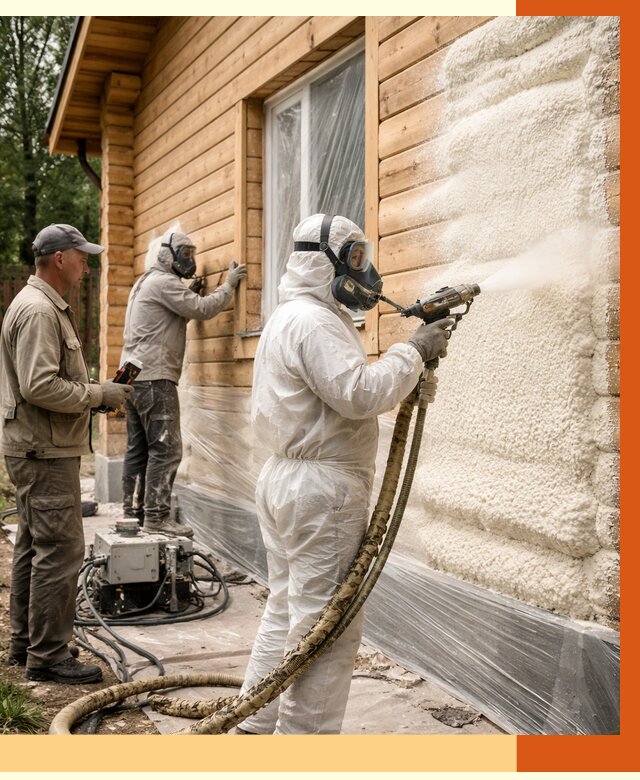 Утепление дома из бруса ППУ в Лениногорске от 3973 руб/м2 под ключ | ТепломастерЛнр