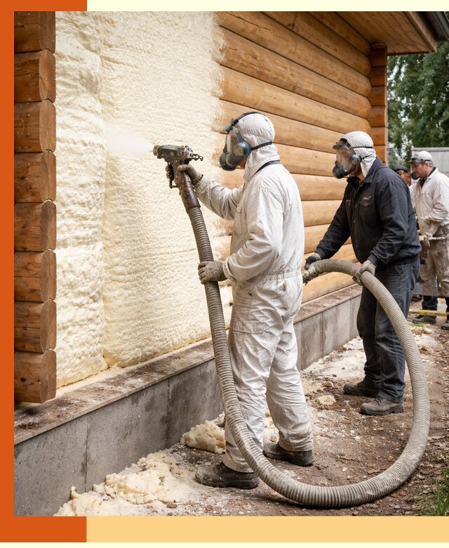 Утепление дома из бруса пенополиуретаном в Лениногорске