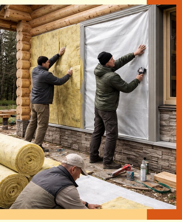 Утепление бревенчатого дома в Лениногорске от 7895 руб/м2 — заказать под ключ | ТепломастерЛнр