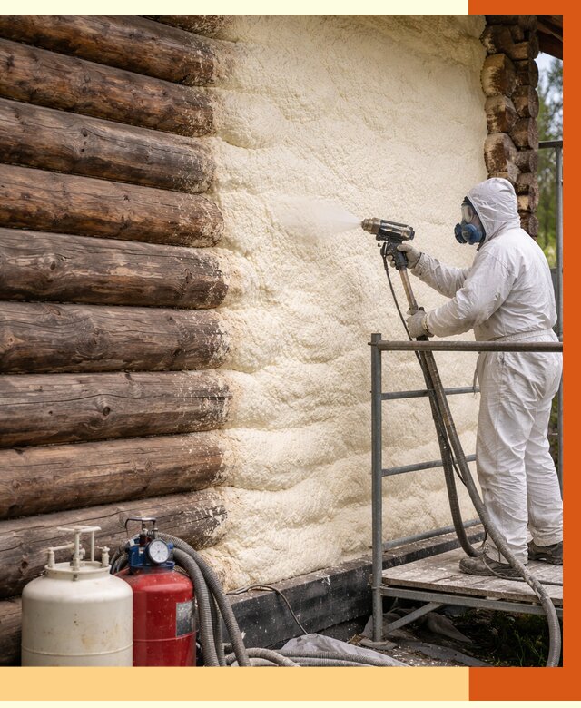 Утепление бревенчатого дома ППУ в Лениногорске под ключ от 6450 руб. | ТепломастерЛнр