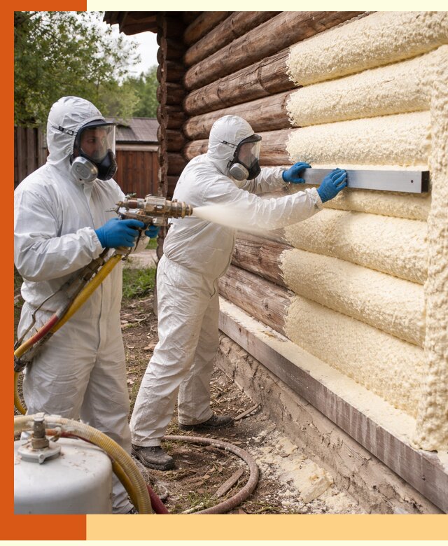 Утепление бревенчатого дома ППУ в Лениногорске эффективной изоляцией