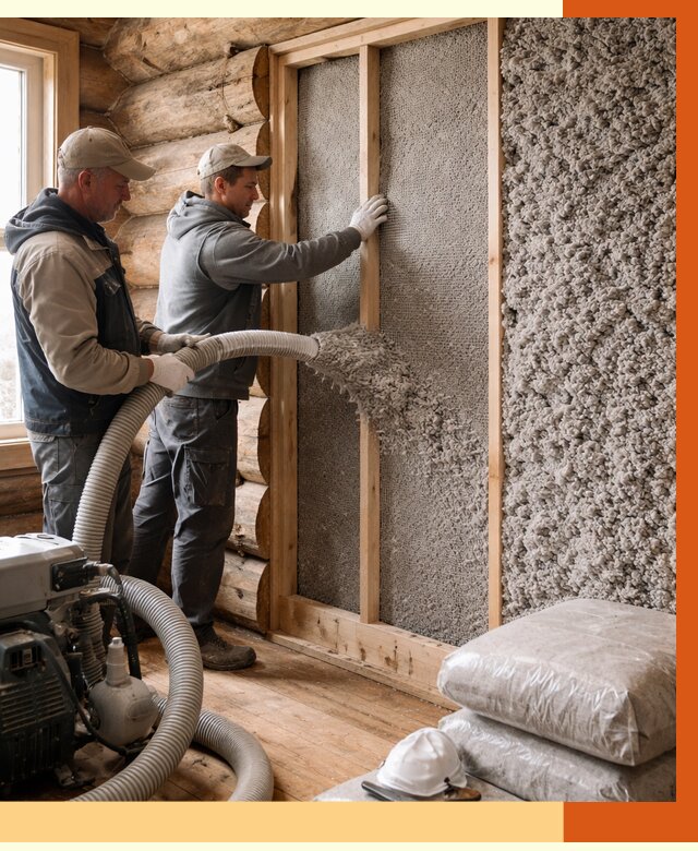 Утепление бревенчатого дома эковатой в Лениногорске от 2838 руб. | ТепломастерЛнр