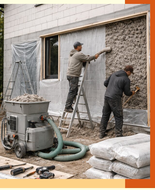 Утепление дома из газобетона эковатой в Лениногорске от 4644 руб./м2 | ТепломастерЛнр