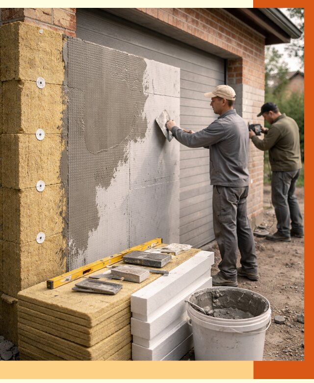 Утепление гаража снаружи в Лениногорске от 4334 руб. за м2 — наружное утепление под ключ | ТепломастерЛнр