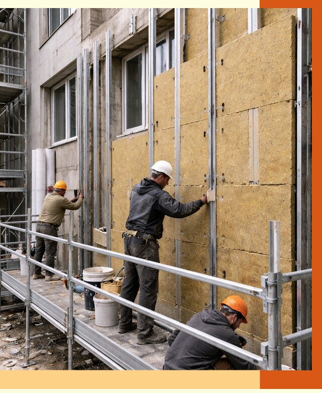 Утепление вентилируемого фасада в Лениногорске от 5779 руб/м2 — монтаж и утепление вентфасад | ТепломастерЛнр