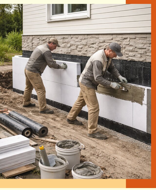 Утепление фундамента снаружи в Лениногорске от 4334 руб. за м² | ТепломастерЛнр