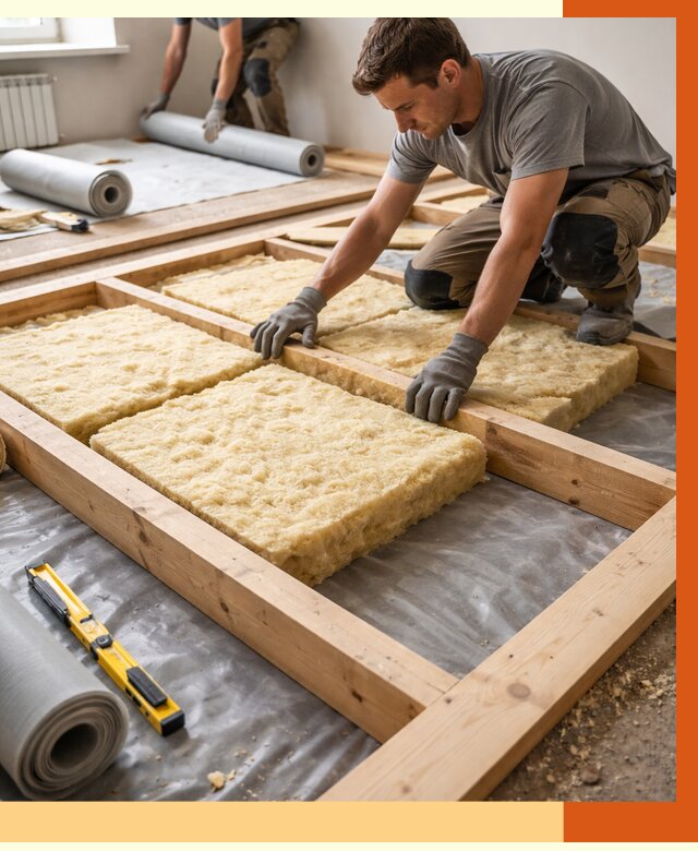 Утепление деревянного пола в Лениногорске от 1548 руб./м2 под ключ | ТепломастерЛнр