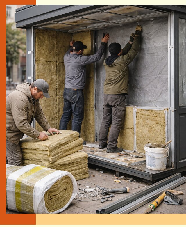 Утепление павильона шаурмы под ключ в Лениногорске