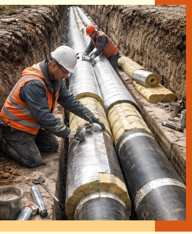 Утепление теплотрассы в Лениногорске от 4644 руб./м2 — ппу и комплексная изоляция | ТепломастерЛнр