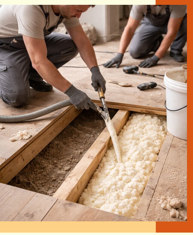 Заполнение пустот пола в Лениногорске от 2786 руб. — утепление пустот пола под ключ | ТепломастерЛнр