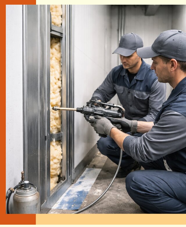 Заполнение пустот холодильных панелей в Лениногорске специализированной пеной