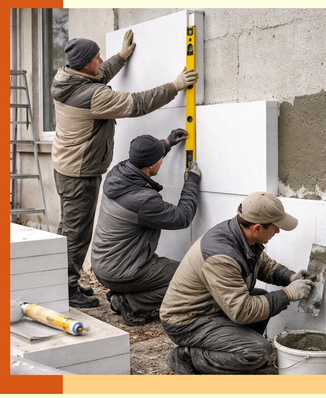 Утепление пенопластом наружных стен и фасадов в Лениногорске