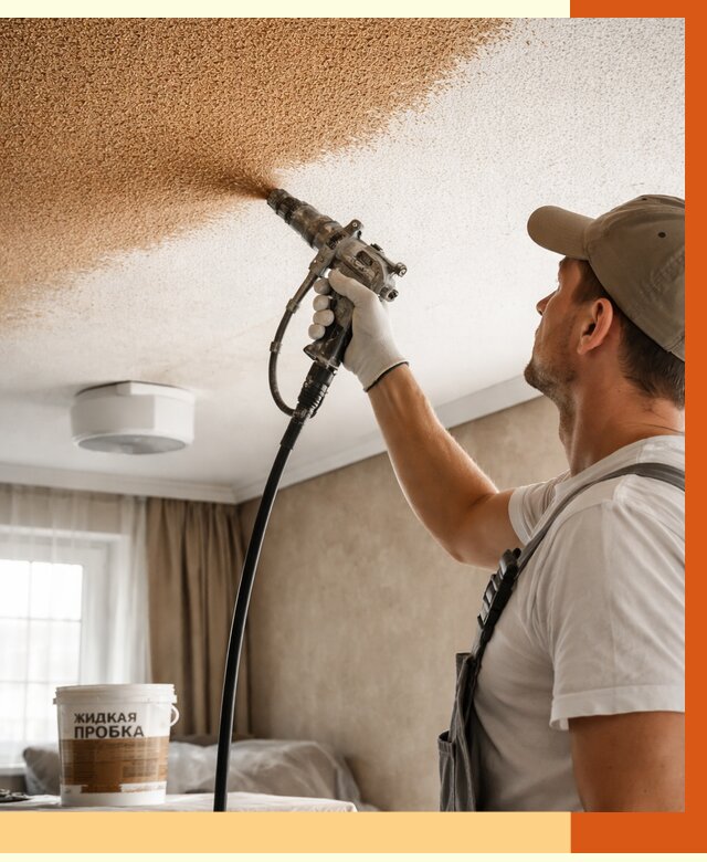 Утепление потолка жидкой пробкой в Лениногорске от 3612 руб. | ТепломастерЛнр