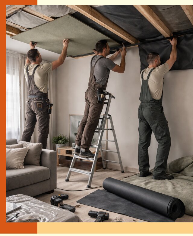 Шумоизоляция потолка в Лениногорске — профессиональное устранение шумов