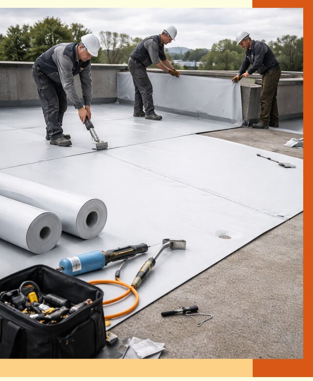 Гидроизоляция мембранной кровли в Лениногорске от 7740 руб./м² — профессионально | ТепломастерЛнр