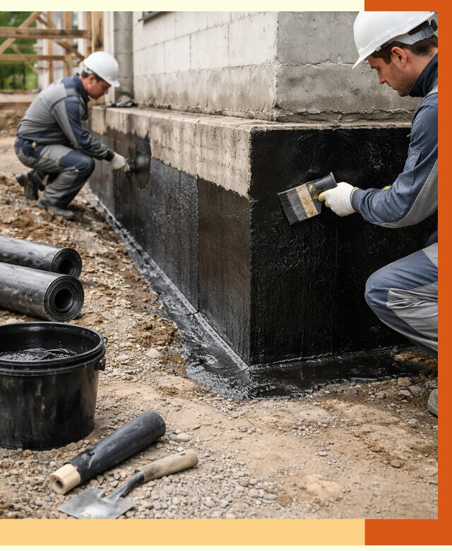 Гидроизоляция фундамента в Лениногорске от 1290 руб. — профессионально, под ключ | ТепломастерЛнр