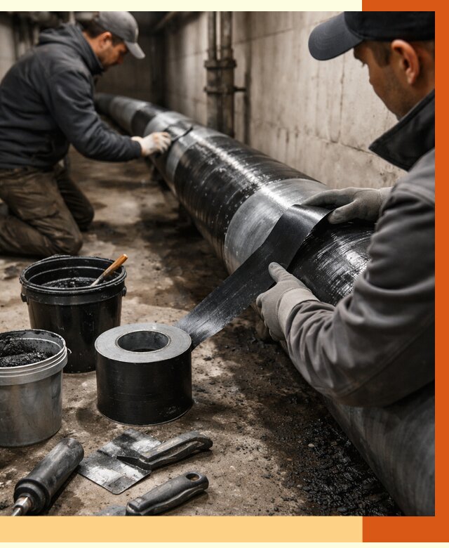 Гидроизоляция труб в Лениногорске от 2580 руб. — профессиональная герметизация | ТепломастерЛнр