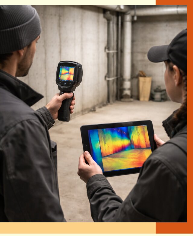 Тепловизионное обследование подвала в Лениногорске от 4644 руб. — проверка гидроизоляции | ТепломастерЛнр