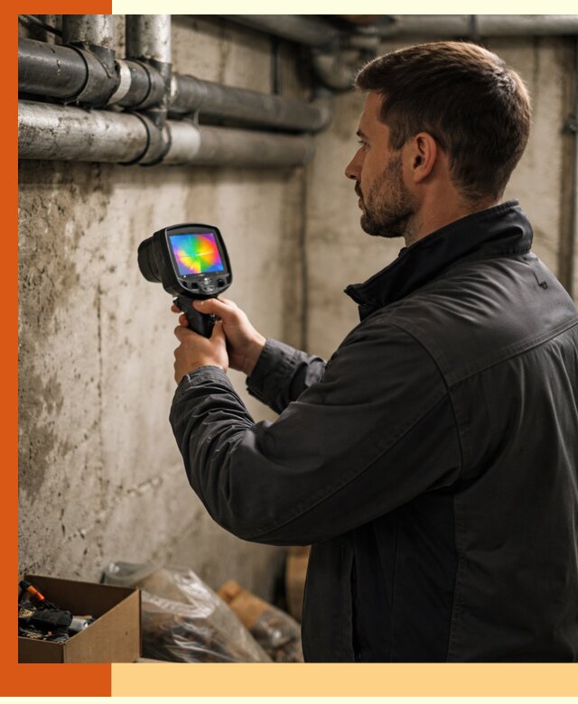 Тепловизионное обследование подвала в Лениногорске для поиска утечек тепла