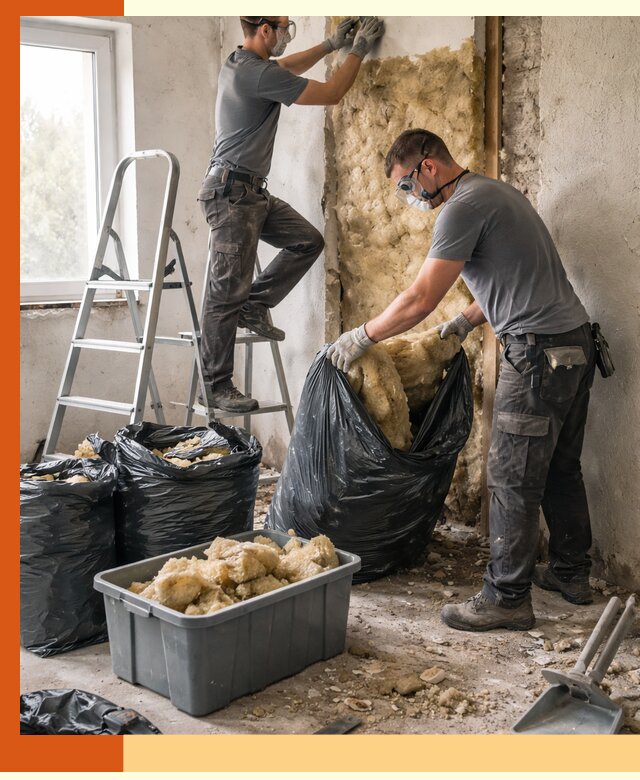 Демонтаж старого утеплителя и вывоз отходов в Лениногорске